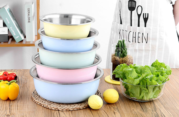 御壶堂 厨房不锈钢套盆 五件套圆形厨房家用加深加厚盆套装汤盆打蛋