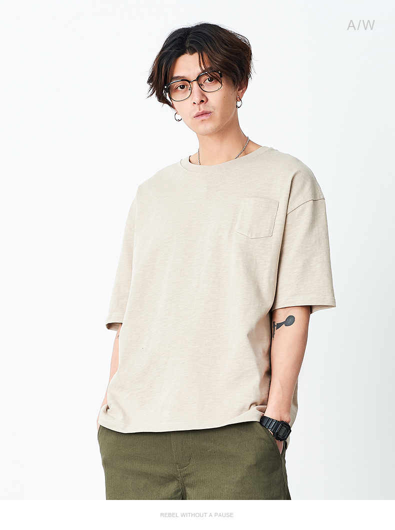 dusty夏季潮流青年廓形oversized短袖t恤宽松基础款中袖tee 灰蓝色 xl