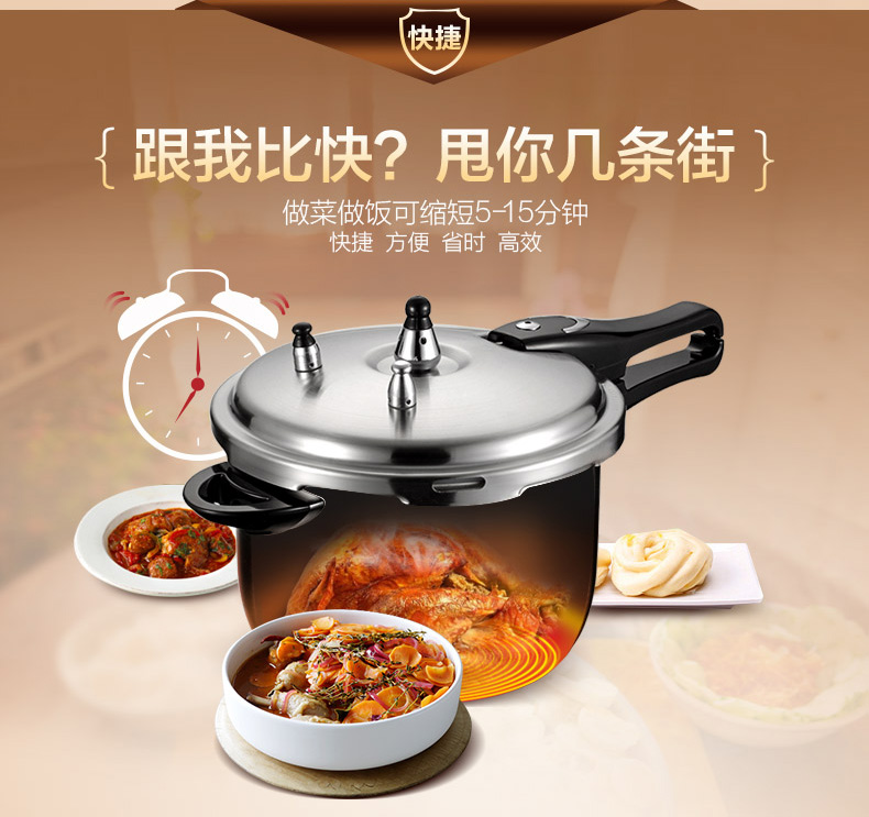 爱仕达高压锅 304不锈钢六保险电磁炉通用压力锅 WG1822DN 22CM
