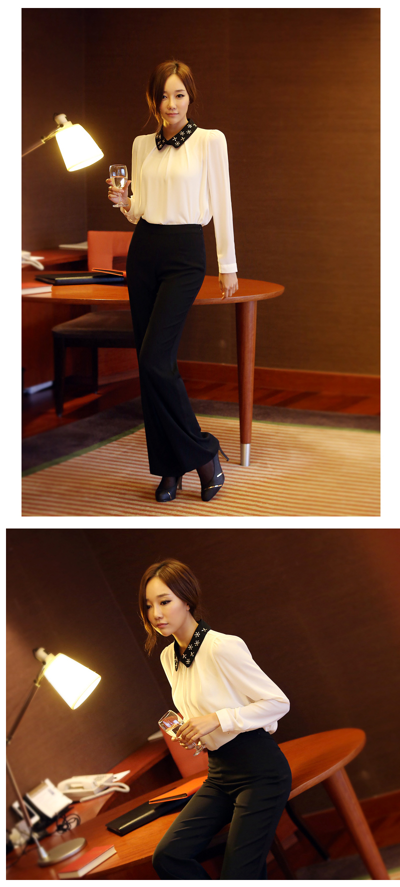 SOE 2015秋装新款ol高端气质高腰直筒裤修身长裤加大码休闲裤女2019 黑色  M