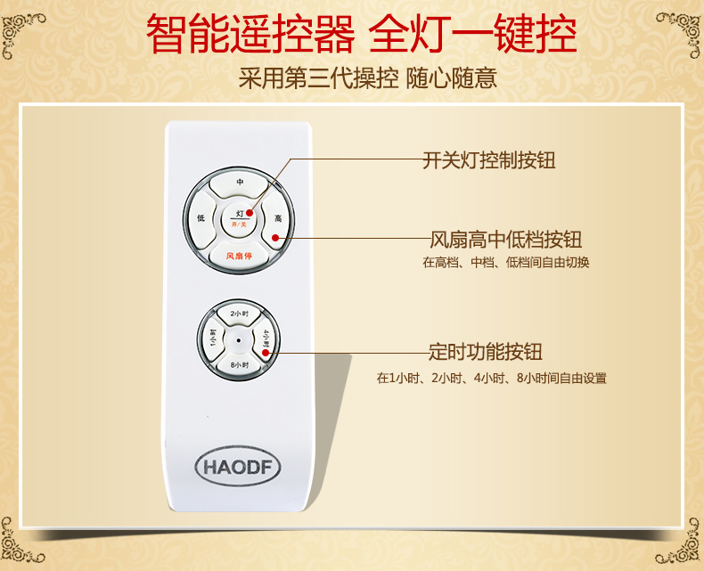 
                                        铜范灯饰全铜欧式带灯吊扇灯餐厅吊灯铜灯客厅卧室风扇灯具 风扇灯 宽45cm高46cm                