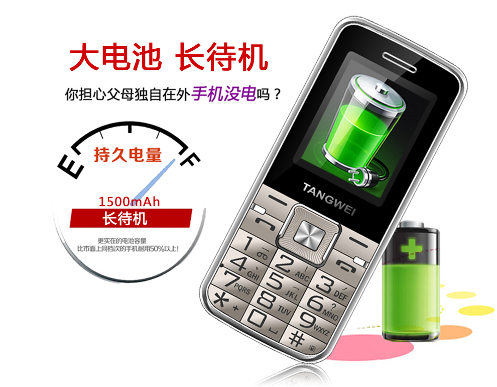 唐为（TANGWEI）TW90 CDMA电信2G 老人手机 金色