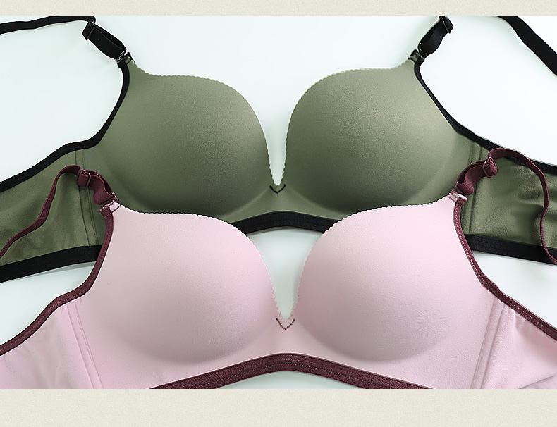 婷美2018春夏新品光面无痕内衣 无钢圈光面深v聚拢收副乳文胸女 qw