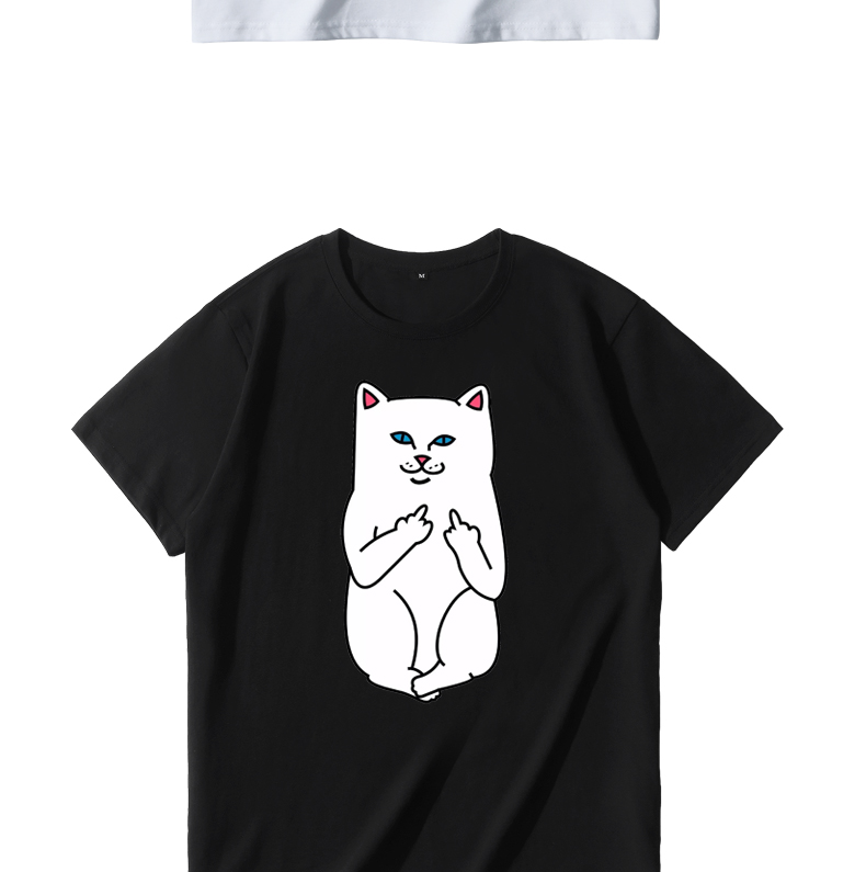 yangke 港系潮牌ripndip小贱猫t恤中指猫余文乐同款圆领男女情侣短袖