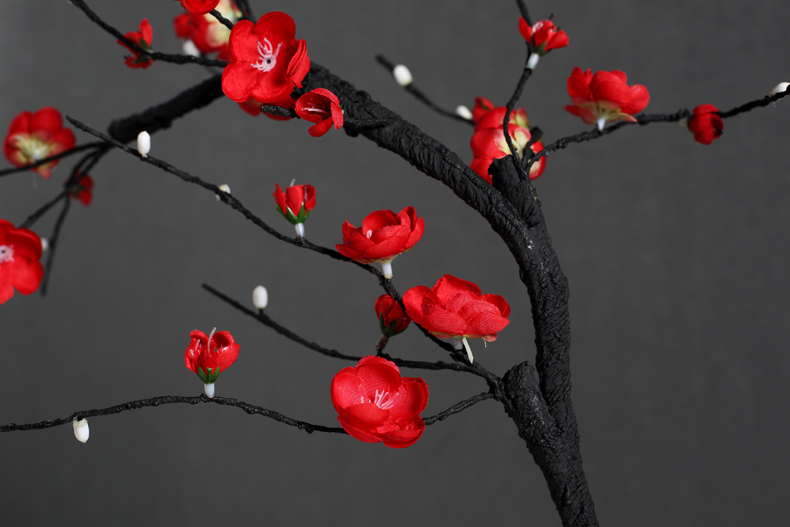 天喜瓷缘 时尚仿真梅花枝桃花腊梅仿真花假花绢花家居摆件 玄关电视