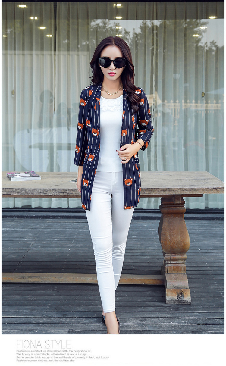 皇厚服饰2015秋季小西装女外套春秋装新品通勤韩版修身九分袖纯色小西服 白色 XL