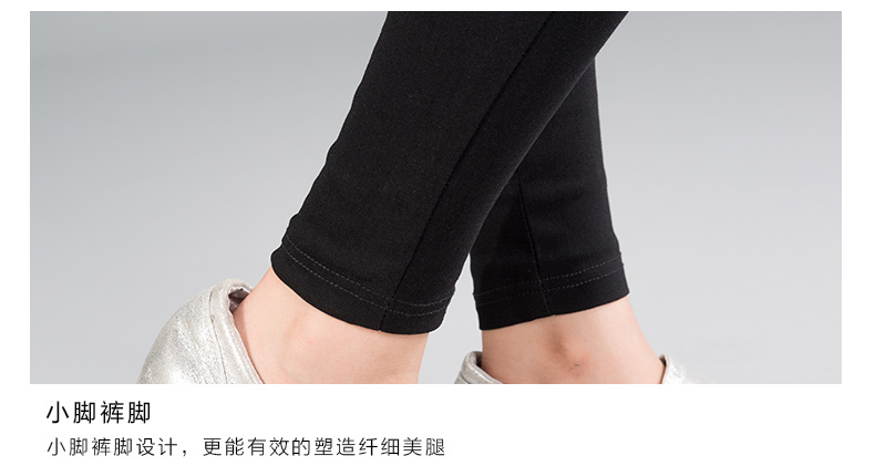 衫蔻  2015秋季新款修身女裤高腰排扣打底裤 棉纺混布 小脚铅笔裤纯色长裤 黑色 M
