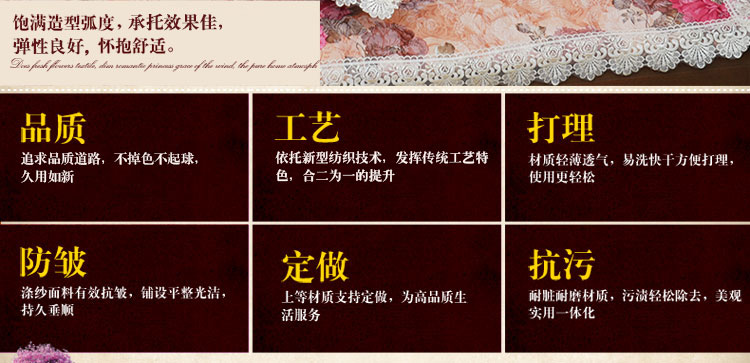
                                        月和家思 田园蕾丝沙发抱枕靠垫套大靠背腰枕垫 紫韵 50*50cm靠垫 含芯                