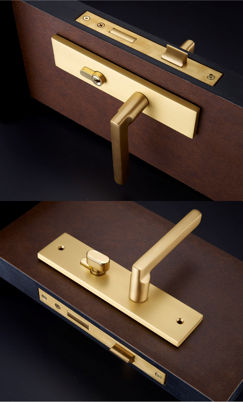 道鲁dooroom新款全铜现代简约门锁静音实木房门门锁白门双开子母门锁