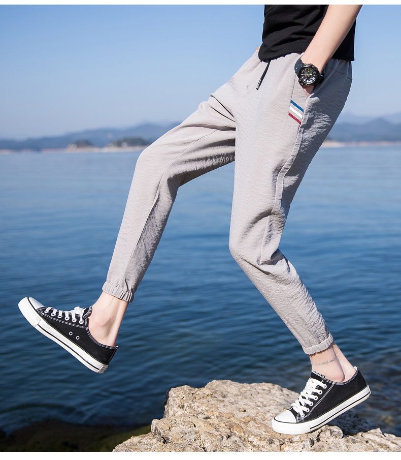 boy gxg九分裤2018夏季麻料薄款休闲九分裤男官方旗舰店 黑色 2xl_ 6