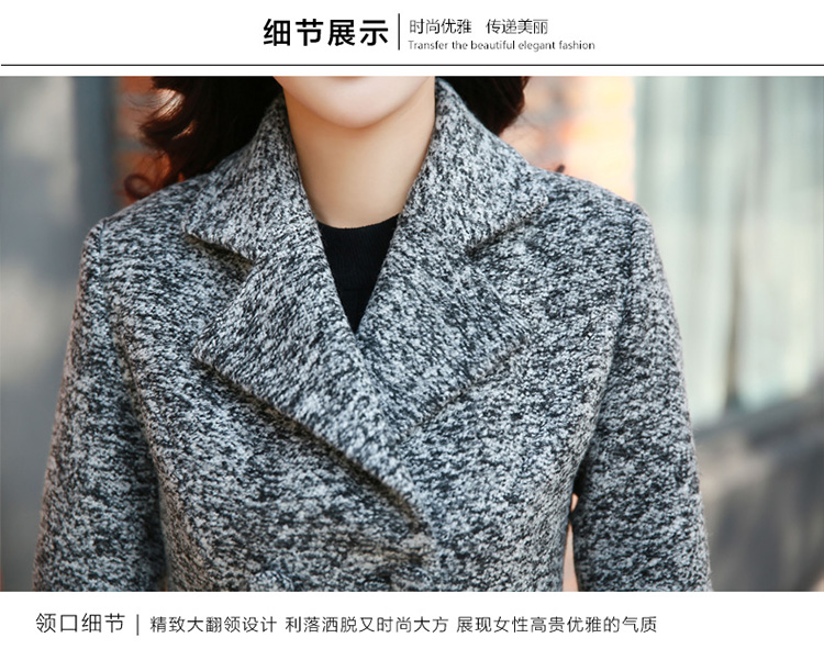 
                                        网奕女装2016新款中长短款修身毛呢大衣外套女 LMYRA26 浅灰色 M                