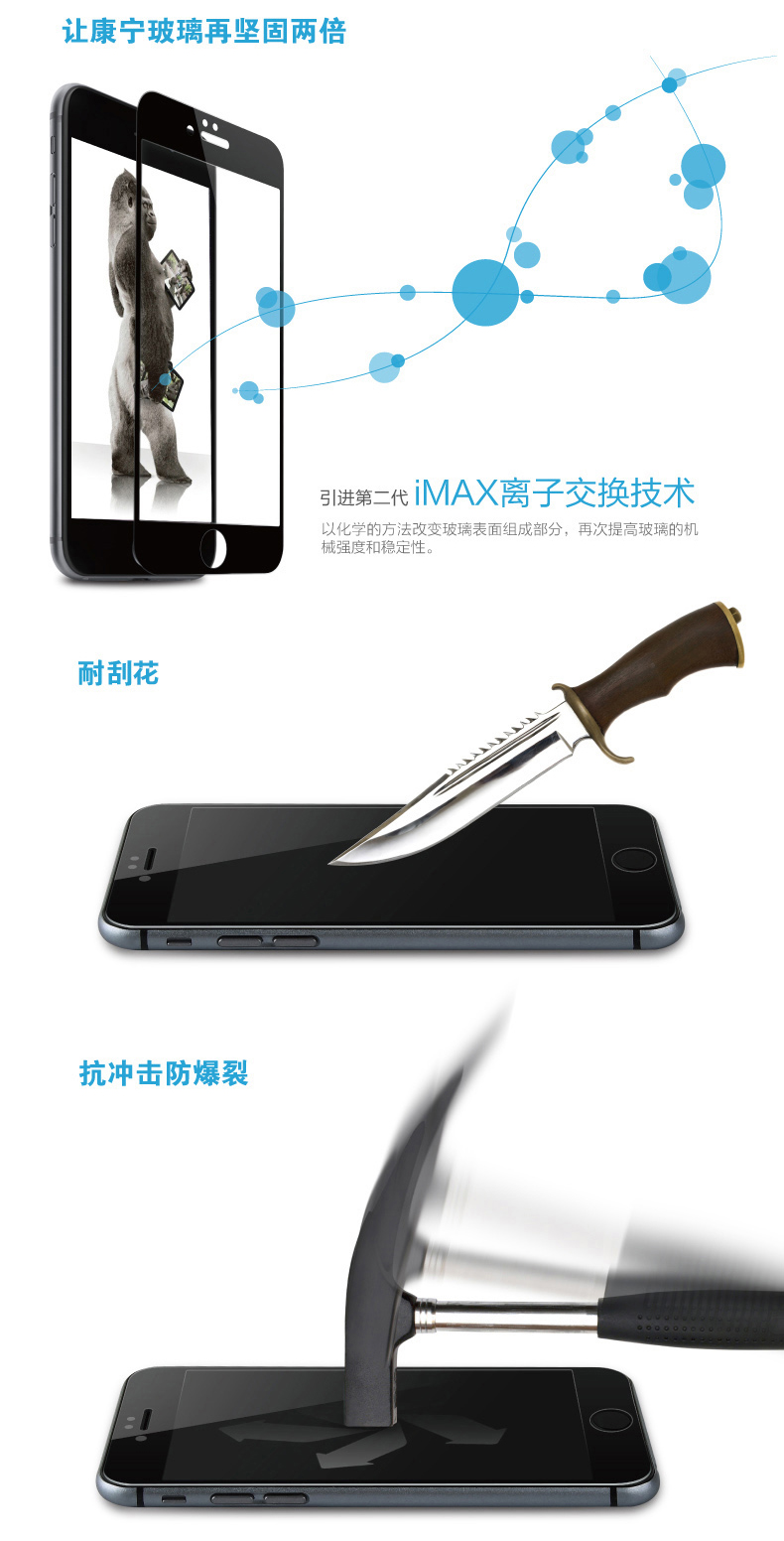 Benks 苹果6s钢化玻璃高清手机贴膜 适用于苹果6s/iPhone6s/6s Plus (0.3mm)钢化背膜-泡芙小姐【5.5英寸】