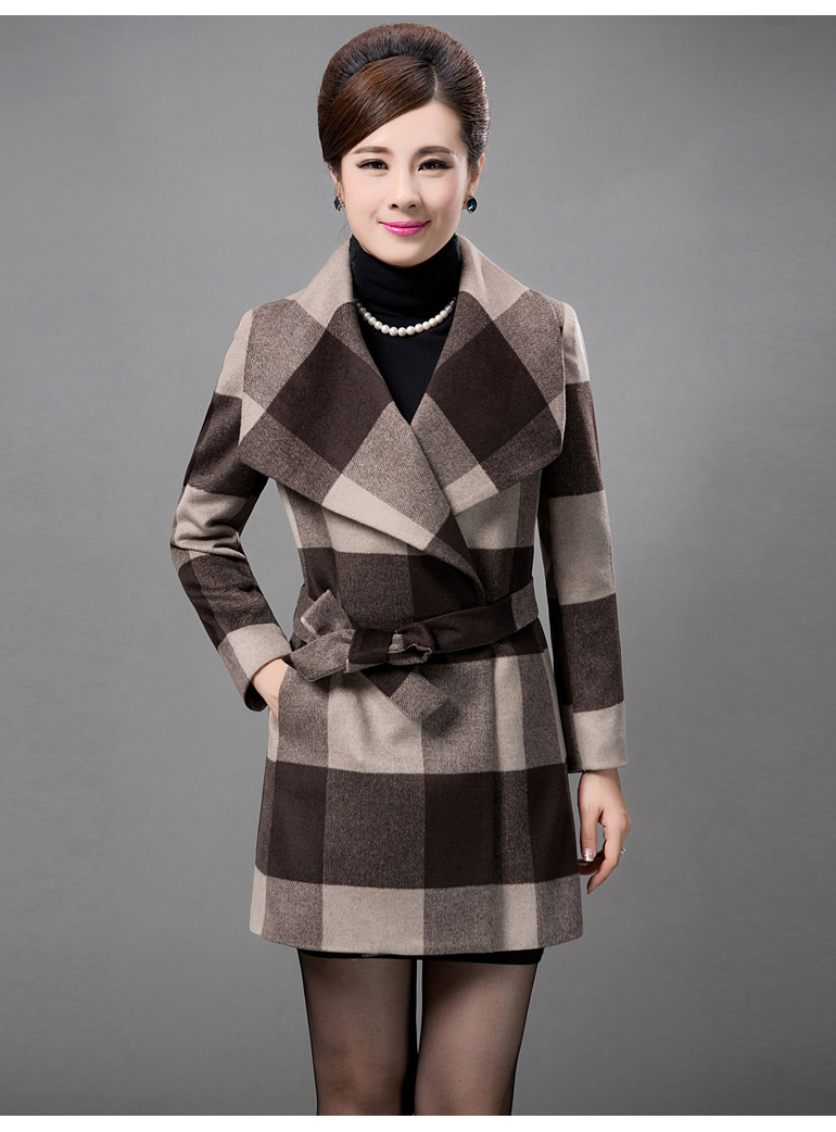 红裙伊人2015新款秋装毛呢外套女中长款韩版无扣系带呢大衣长袖气质