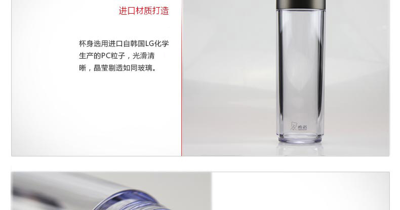 
                                        希诺食品级塑料杯大容量水壶 男女户外旅行便携运动太空水杯 XN-8106/07/08/09 大红 405ML                