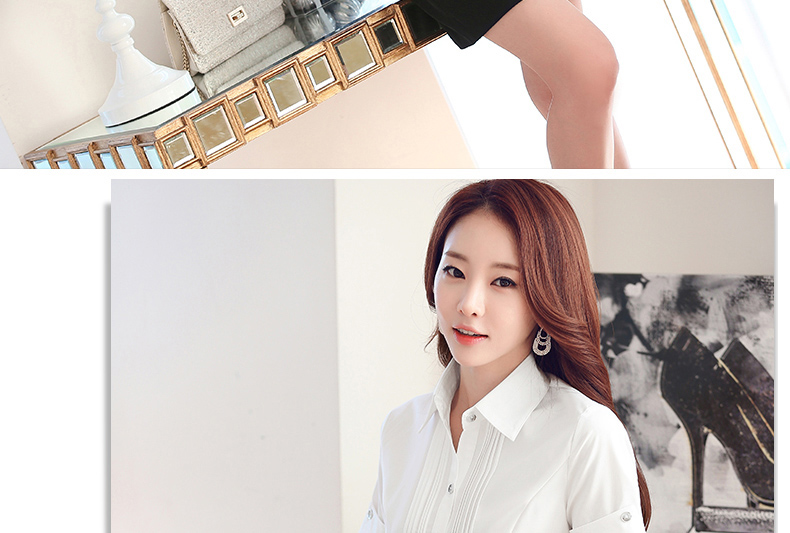 裳靓颍 2015新款显瘦女装半身裙韩版修身职业装衬衫女套装工作服 衬衫+西裙(6092+1008) XXXL