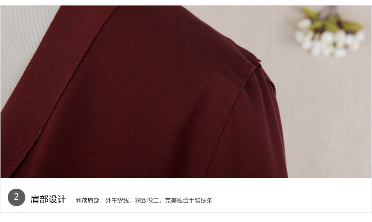 柒赛文   2015秋装新款韩版极简长袖风衣休闲过膝中长款外套 酒红色 M