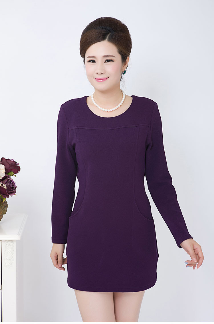 中老年女装长袖大码连衣裙中年妈妈装上衣fz518 1# l【图片 价格 品牌