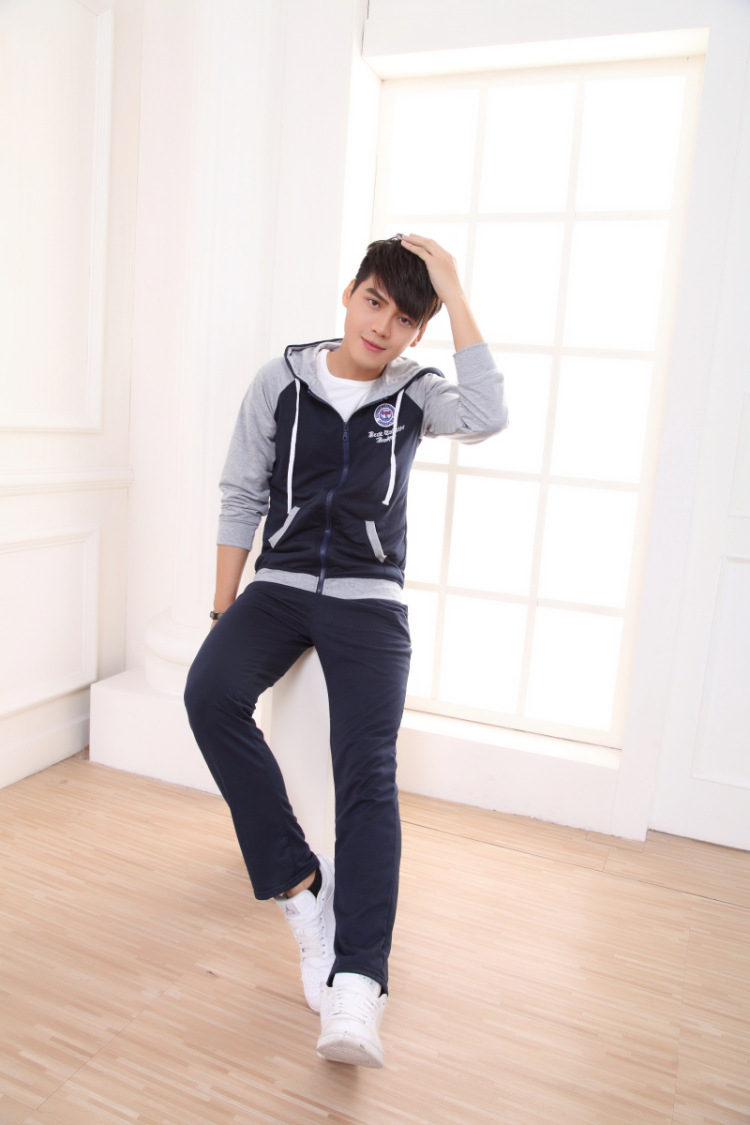 
                                        衣韵意 情侣装休闲运动套装长袖开衫卫衣休闲服学生班服韩版春套装女两件套2890 灰 色 XXXL                