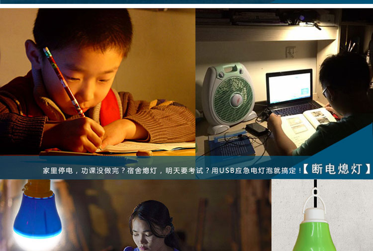 比月 led灯泡E27螺口4W暖光超亮球泡灯USB照明户外野营光源带线插头声控小夜灯 珍珠紫