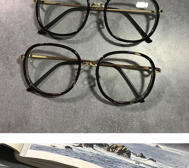 北方虎韩国新款淑女镜框女圆脸眼镜复古显瘦眼镜豹纹平光镜可配近视