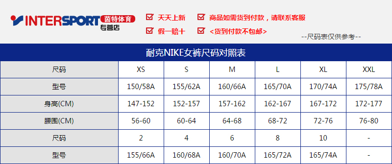 nike球裤尺码对照表图片