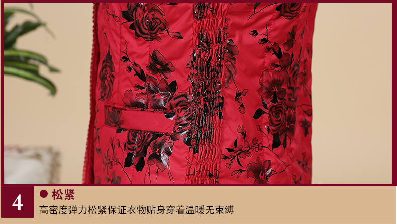 唐兰阁羽绒服女 中老年修身羽绒马甲女 妈妈装大码保暖背心坎肩 羽绒印花无袖内衣加厚外套女 黑玫瑰 XL