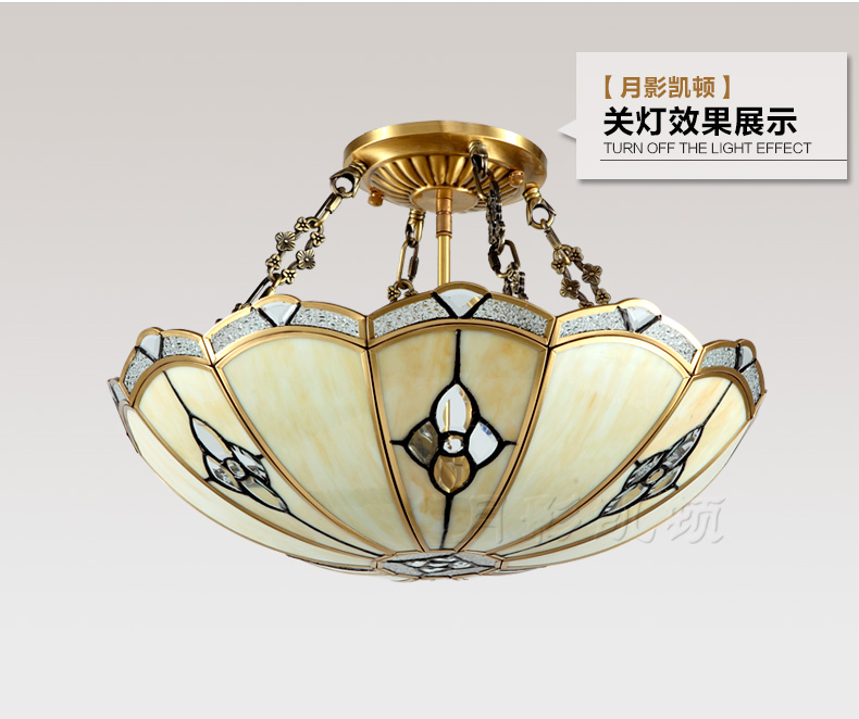 月影凯顿 高贵温馨欧式卧室灯简约书房灯美式全铜半吸顶灯个性雕花造型灯饰 4灯-直径45cm-高45cm
