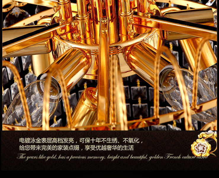 蒙特丽 金黄色水晶吊灯5803 大型豪华别墅楼梯灯餐厅灯客厅灯具(B) 500*1700