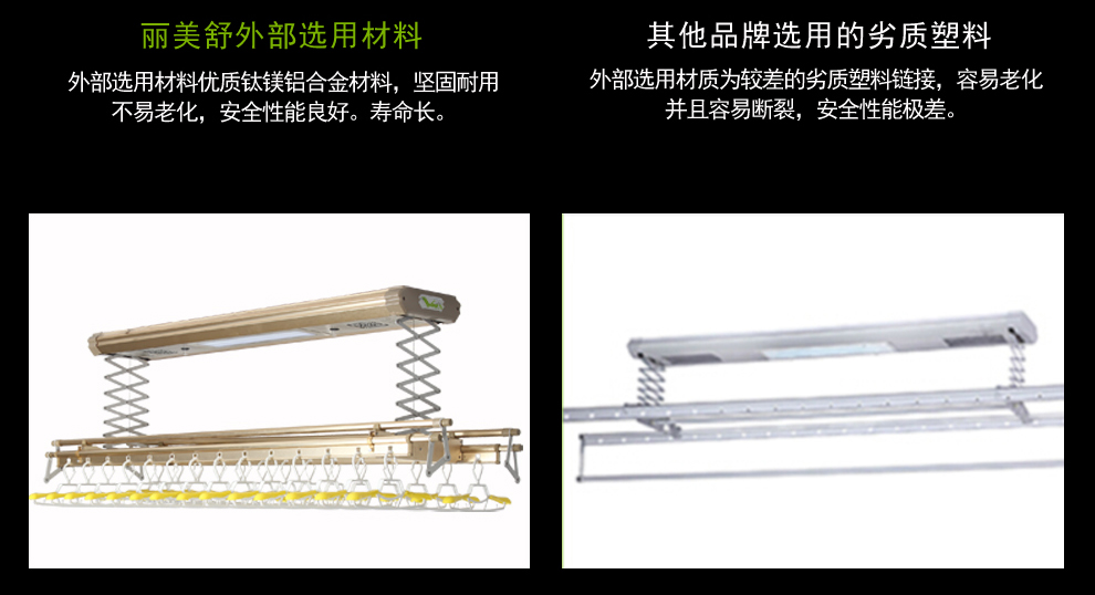 丽美舒阳台电动升降晾衣架智能遥控双杠晒衣架室内晾晒衣架风干紫外线消毒晾衣机 钛金色(1.28m主机)
