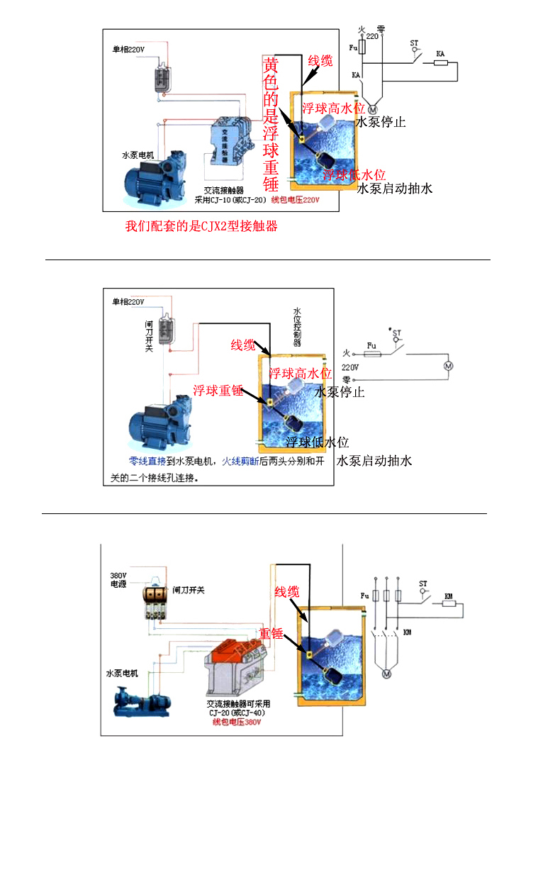 硅胶线耐高温自动水位控制器水塔水箱水泵液位控制器浮子浮球开关