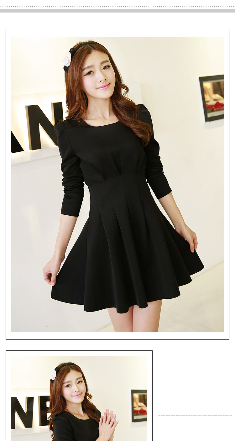 慕魅莎2015韩版连衣裙冬装新款加厚太空棉修身气质优雅长袖连衣裙