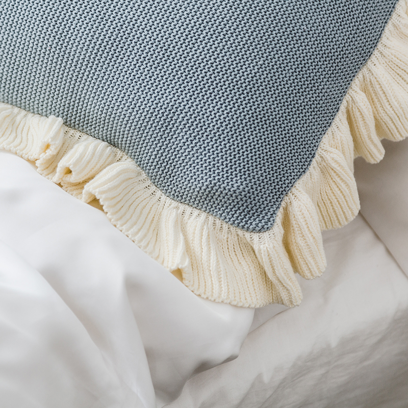 纯色抱枕靠枕北欧公主风韩式荷叶边沙发装饰家居抱枕 褚色 45x45cm(含