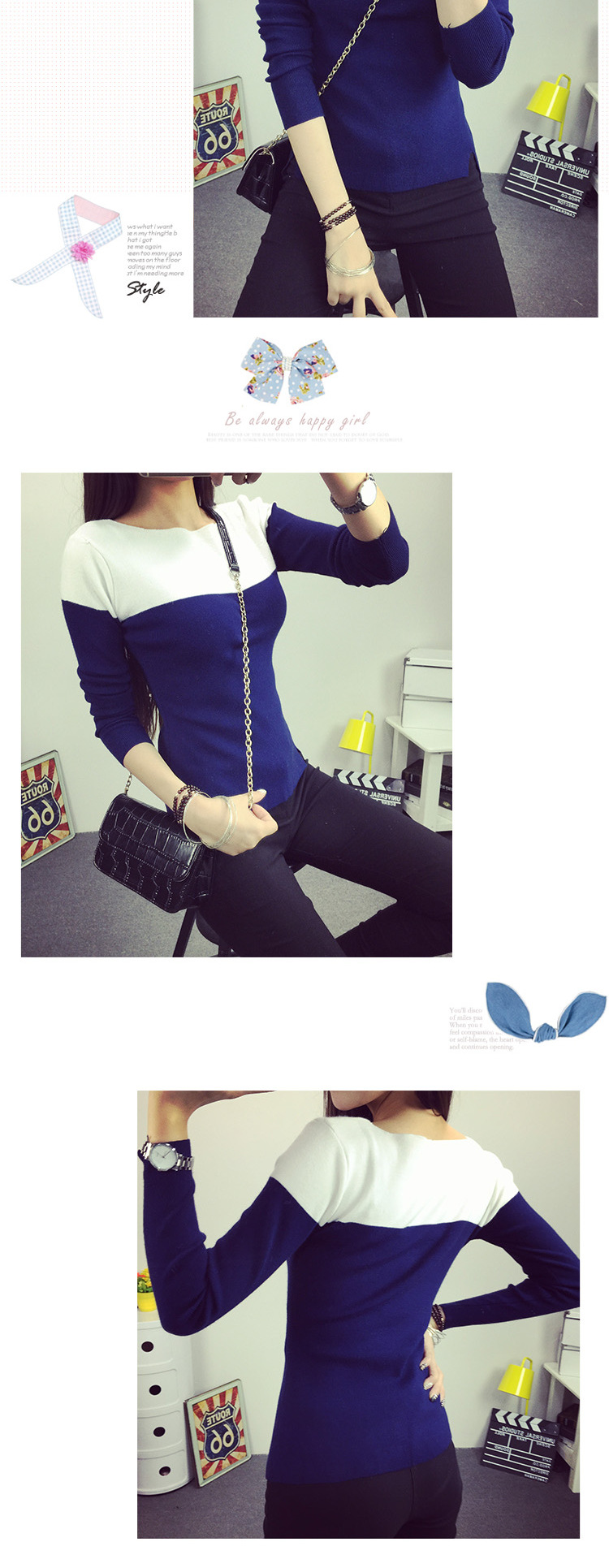 
                                        蓝绒飞 2016秋冬装新款毛衣套头女上衣宽松百搭打底衫女装8039 灰色 均码                