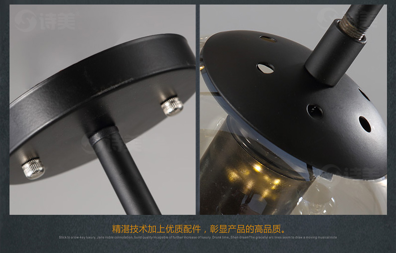 诗美 创意个性北欧玻璃球办公室吊灯具工业复古服装店餐厅客厅魔豆吊灯   10头黑色+送半电镀球泡