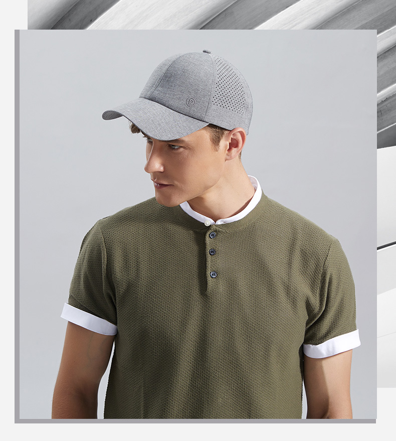 皮尔卡丹夏季遮阳帽男士棒球帽户外休闲运动防晒帽子男麻灰色