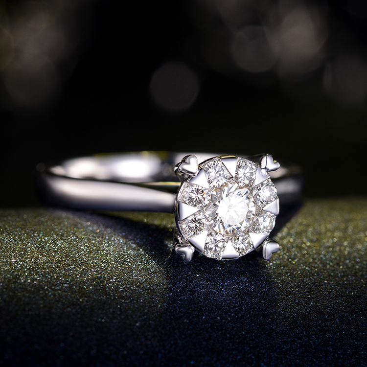 钻石凤凰 心悦 20分18k金克拉效果钻戒 结婚戒指女款 附证书