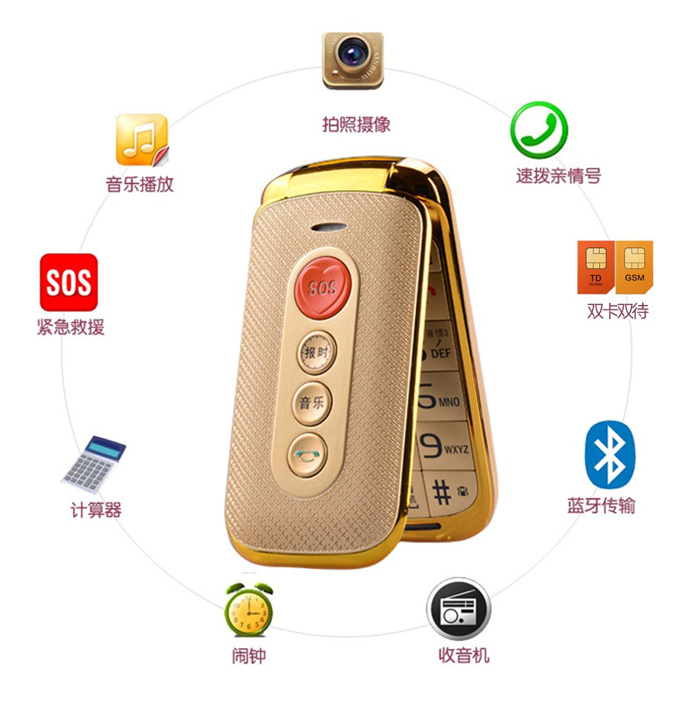大显(DaXian) JL333  移动/联通2G 翻盖老人手机 双卡双待 黑色