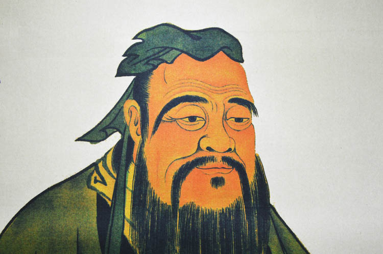 国画字画教室国学儒学装饰至圣先师孔子行教中堂画对联手写 绿衣配对