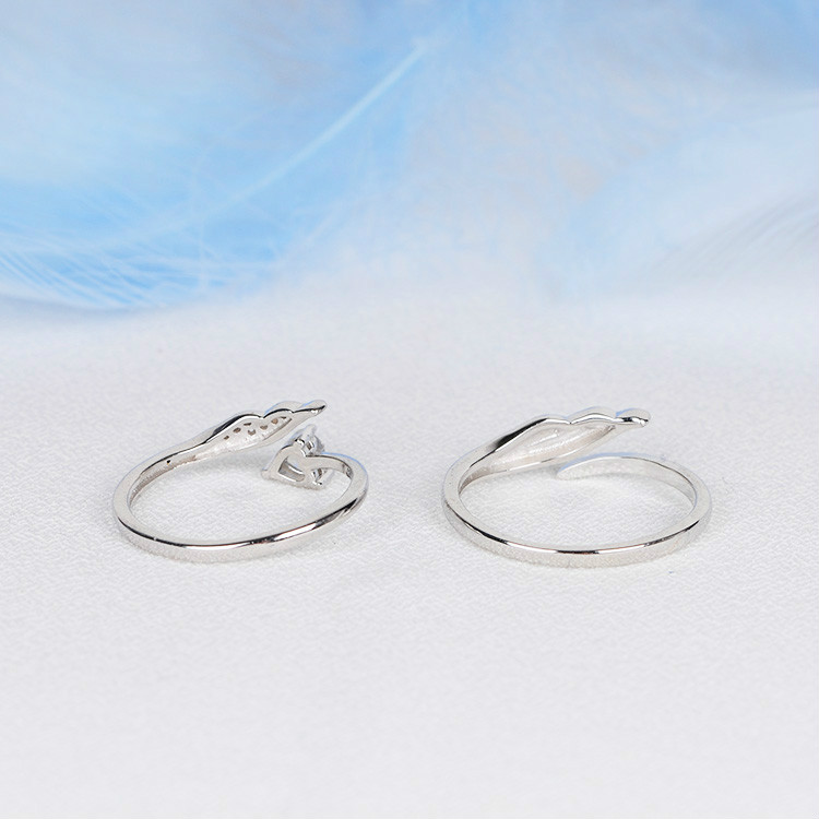 丘比特月光石925银男女一对戒指情侣求婚活口设计七夕情人节礼物