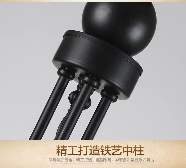 蒙特丽 美式乡村吊灯具餐厅灯铁艺7056 欧式田园客厅灯别墅楼梯灯 吸吊两用(B) 6头 奶白灯罩