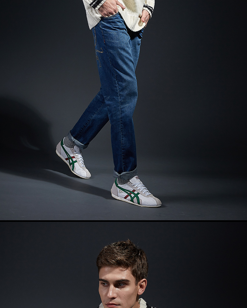 鬼冢虎运动休闲鞋男runsparkleth201l0184退仓白色深橄榄绿405