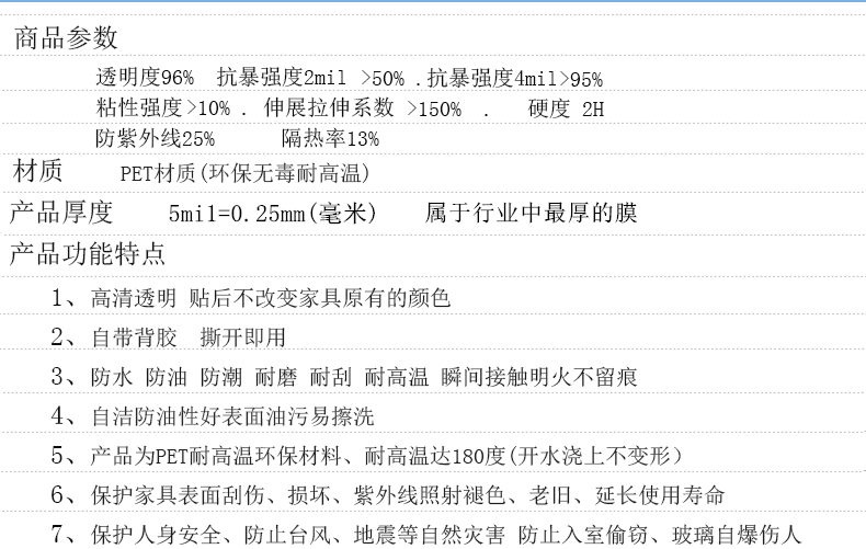 
                                                                                吉朵芸 纳米陶瓷硅胶家具贴膜进口 茶几大理石餐桌桌面保护膜厨房防油贴纸透明橱柜灶台油烟贴瓷砖贴玻璃贴 5mil厚60cm宽 / 每米价                