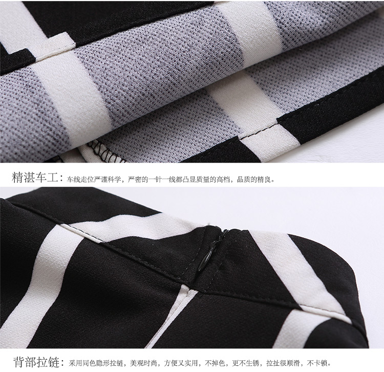图百惠2015新款秋大码冬长袖雪纺上衣修身打底衫GT153_300_333 黑白间条 S