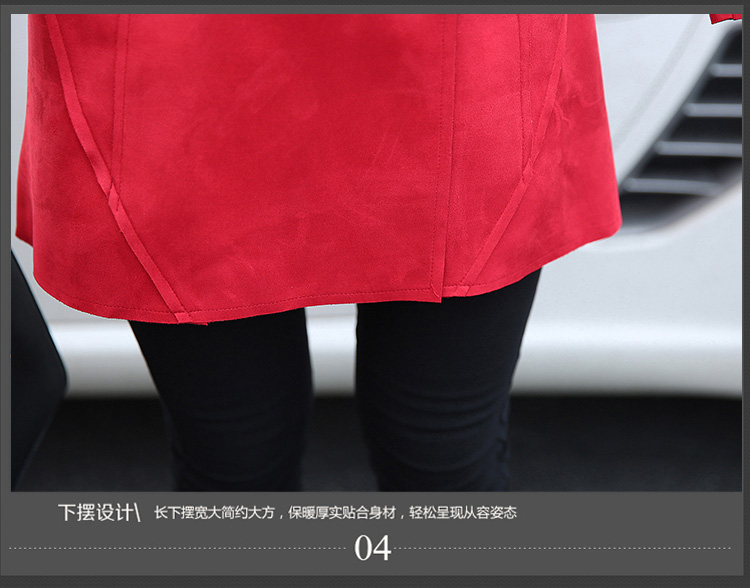 兰普丽时尚风衣短外套女秋2016新款中长款双排扣外套女 红色 XXL