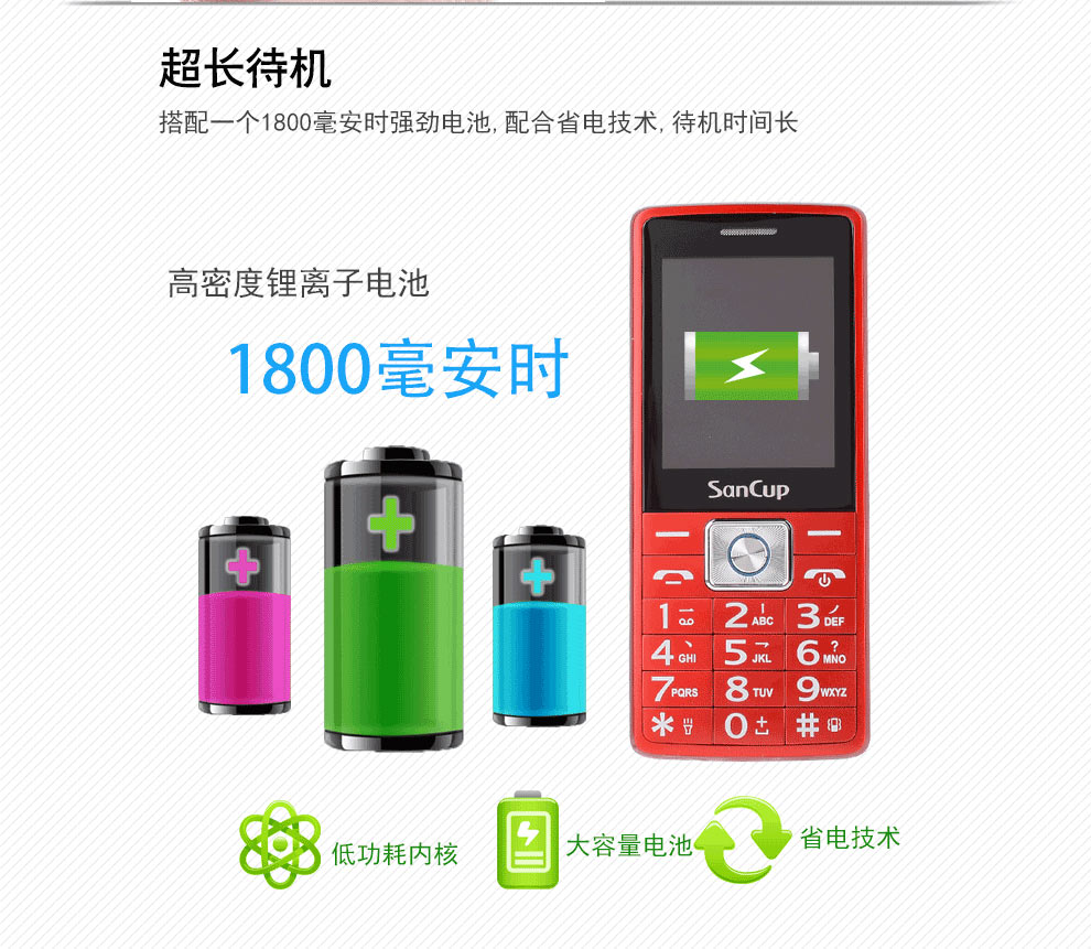 金国威（SanCup）D600S 移动/联通2G老人手机 双卡双待 黑色