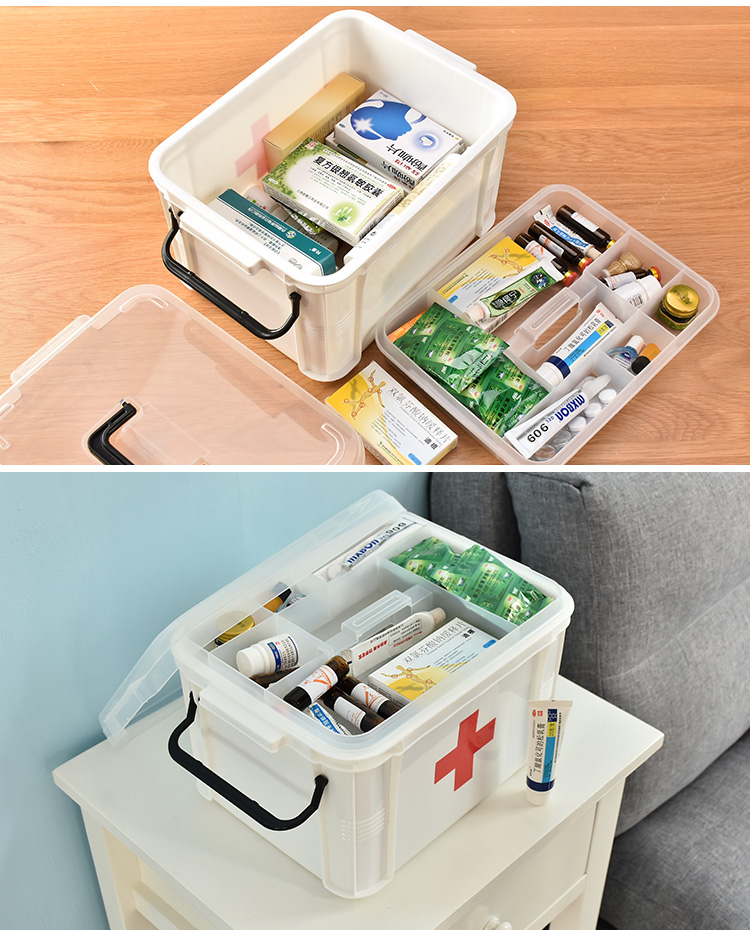 百露 家用大容量医药箱 多层药箱便携急救箱保健急救箱家用收纳箱塑料