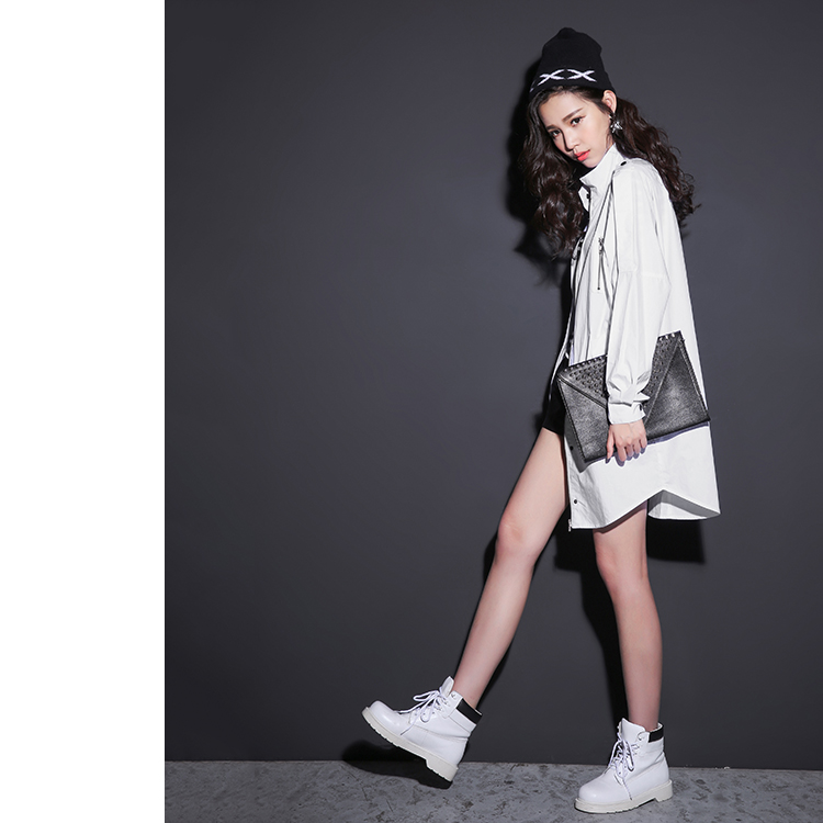 七格格秋新品工装风衣 中长款个性时尚街头风衣 女 黑色 M