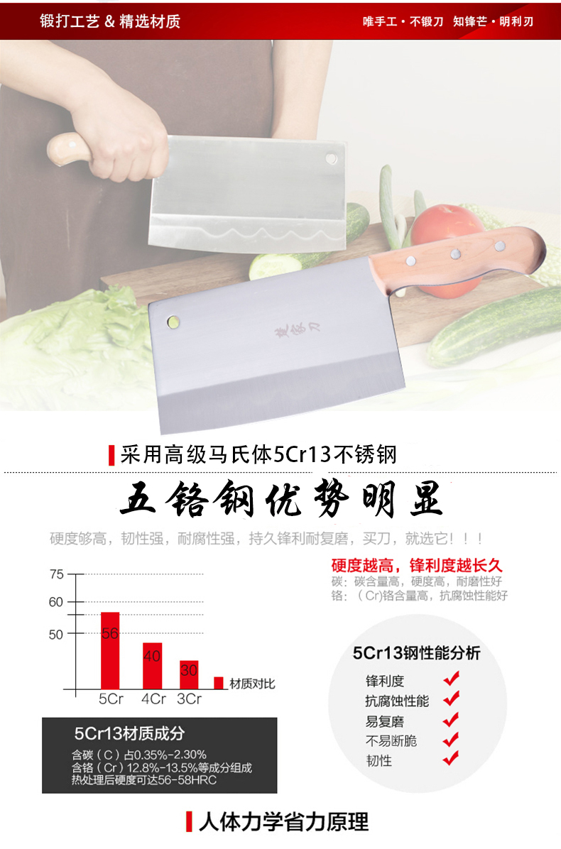 
                                        楚家刀（chujiadao） 楚家刀 锋利切片刀切肉刀传统菜刀手工锻打不锈钢刀具厨师专用刀中式厨刀 厨师用特大号                