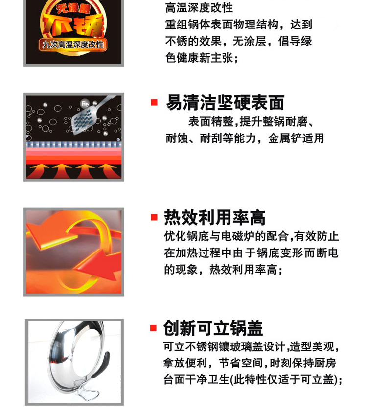 爱仕达ASD炒菜锅具 32cm电磁炉通用锈不了铸铁炒锅LX8332E