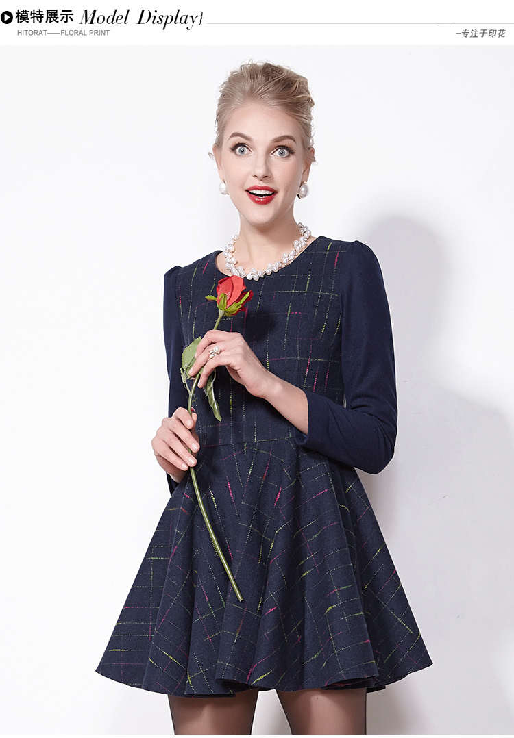 法玛莎女装裙子2015秋冬装新款毛呢冬裙时尚气质休闲长袖连jd-b0105